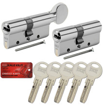 komplet wkładek Kale 164 DSNE 31/45 + G31/45 z gałką nikiel