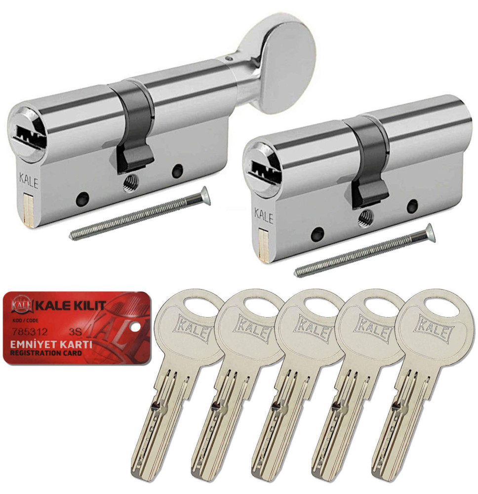 komplet wkładek Kale 164 DSNE 31/45 + G31/45 z gałką nikiel