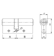 komplet wkładek Kale 164 DSNE 31/45 + G31/45 z gałką nikiel