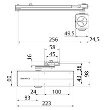 samozamykacz Assa Abloy DC200 z ramieniem srebrny