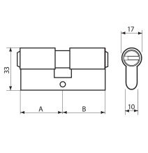 wkładka Cam 6 30/40G z gałką chrom szczotkowany