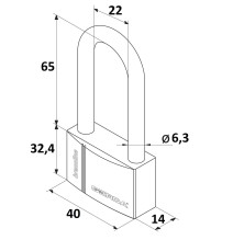 kłódka Gerda Brass Line KMZ S40H66 przedłużony pałąk