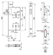 zamek magnetyczny Lob Z75MC 72/50 WC łazienkowy zaczep regulowany