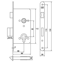 zamek Lob Z65B - 60/50 na wkładkę ocynk żółty