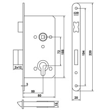 zamek Lob Z75B - 72/50 na wkładkę ocynk żółty