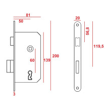 zamek Jania Z014 - 60/50 na klucz