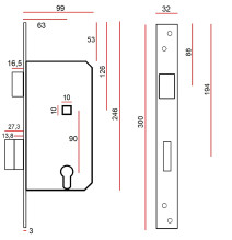 zamek Jania Z111 - 90/63 lewy, na wkładkę, bramowy