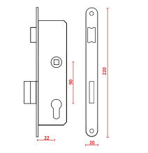 zamek Jania Z075 - 90/22 na wkładkę + puszka Z250