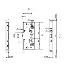 zamek Lob Z7265BU - 72/65 na wkładkę, do drzwi ppoż