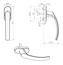 klamka Medos Mars II 35/45 RAL 9016 biała