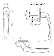 klamka Medos Glory 35/45 RAL 9016 biała