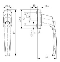 klamka Medos Victory 35/45 RAL 9016 biała z przyciskiem