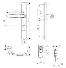 klamka Medos Victory 92 mm RAL 9016 biała z szyldem antywłamaniowym