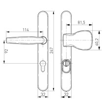 klamko - pochwyt Medos Victory 92 mm RAL 9016 biały z szyldem antywłamaniowym