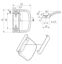 zatrzask balkonowy Medos Aluplast/Wital/Decco z pochwytem PCV RAL 9016 biały i wkrętami