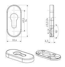 szyld Medos owalny Inox 6,5 mm