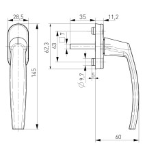 klamka Medos Victory 35/45 RAL 7016 antracyt