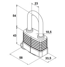 kłódka Gerda Aqua Modus KSM S55AH65 przedłużony pałąk