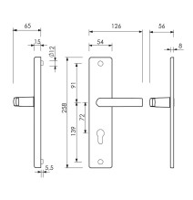 klamka Lob Centaur 2, 72 mm, F1 srebrna