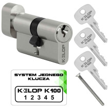 wkładka KELOP K100 30/30G z gałką nikiel system jednego klucza